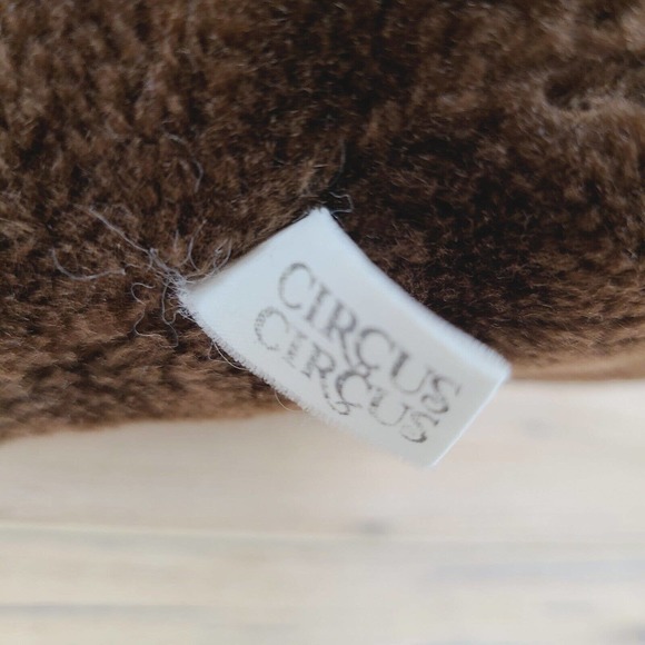 Circus Circus 🎪 Teddy Bear Plush 15" Vtg Red Striped Hat Brown Stuffed Animal - Picture 5 of 5